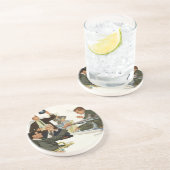 Vintages Geschäft, Treffen der Führungskräfte Sandstein Untersetzer (Seite)