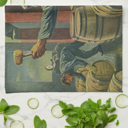 Vintages Geschäft, Weinherstellung Weinkeller Geschirrtuch (Gefaltet)