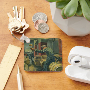 Vintages Geschäft, Weinherstellung Weinkeller Schlüsselanhänger