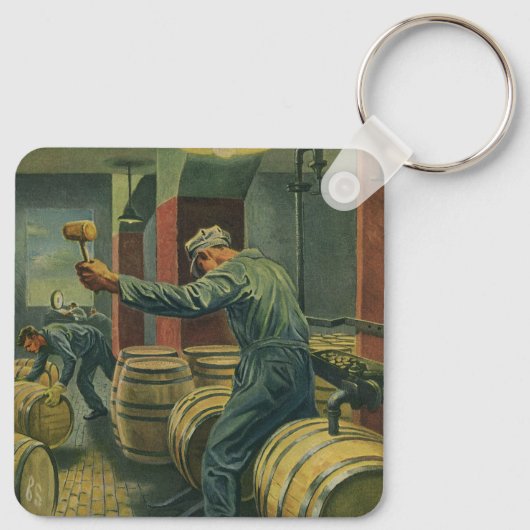 Vintages Geschäft, Weinherstellung Weinkeller Schlüsselanhänger (Rückseite)