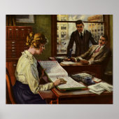 Vintages Geschäftstreffen, Büro mit Führungskräfte Poster (Vorne)