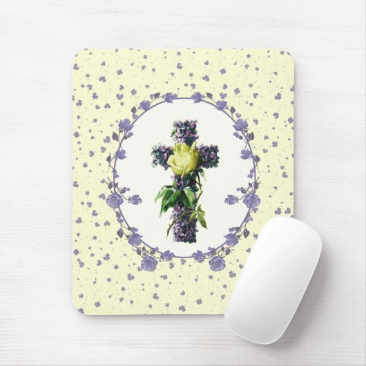 Vintages Geschenk mit Blumenkreuz Mousepad (Mit Mouse)
