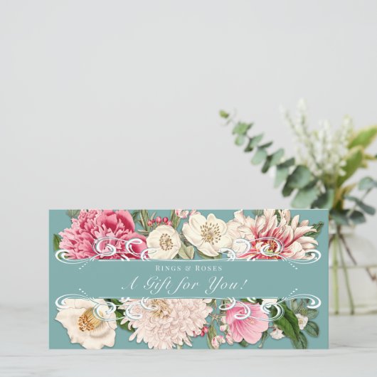 Vintages Geschenkgutschein für Blumenzähne (Stehend Vorderseite)