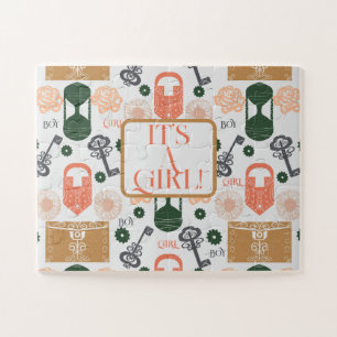Vintages Geschlecht offenbart Baby Shower Girl Puzzle