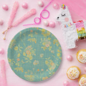 Vintages, gestörtes, Aquamarines Muster Pappteller (Party)