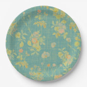 Vintages, gestörtes, Aquamarines Muster Pappteller (Vorderseite)