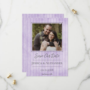 Vintages gestreiftes Foto SAVE THE DATE LILA