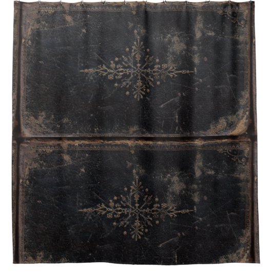 Vintages getragenes ledernes Buch Duschvorhang (Vorderseite)