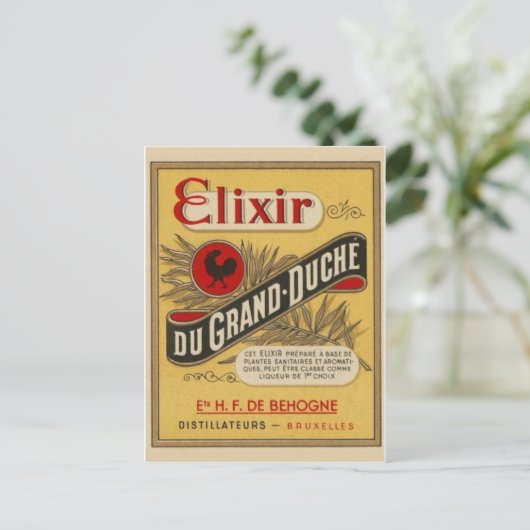 Vintages Getränke-Etikett Postkarte (Stehend Vorderseite)