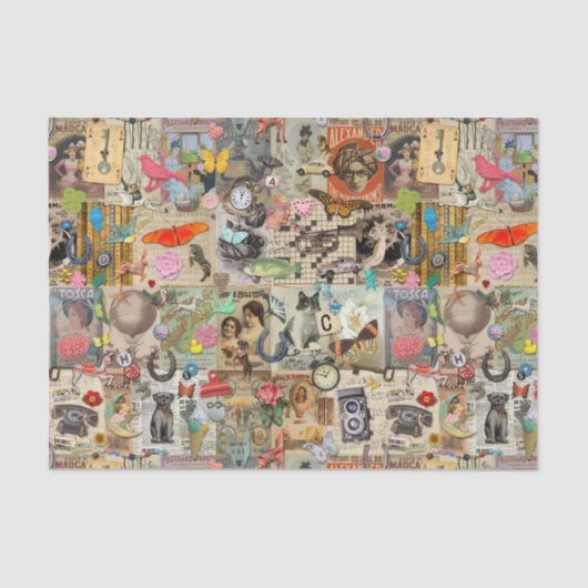 Vintages Gewebe für Entkoppelungs- oder Collage-Pa Seidenpapier (Vorderseite)