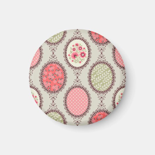 Vintages Gewebe: Patchwork Nahtloses Design. Magnet (Vorne)
