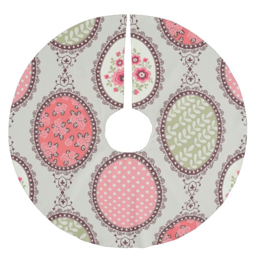 Vintages Gewebe: Patchwork Nahtloses Design. Polyester Weihnachtsbaumdecke (Vorderseite)