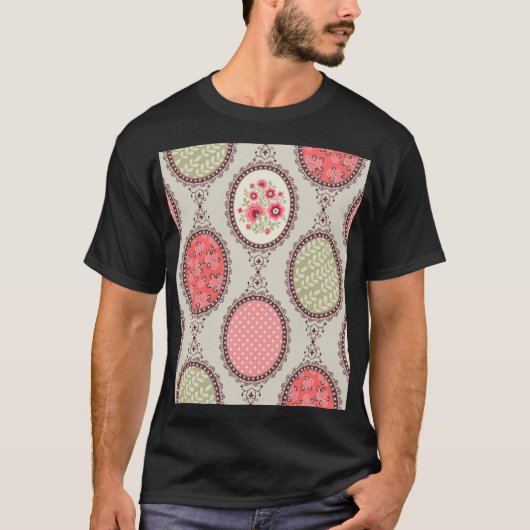 Vintages Gewebe: Patchwork Nahtloses Design. T-Shirt (Vorderseite)