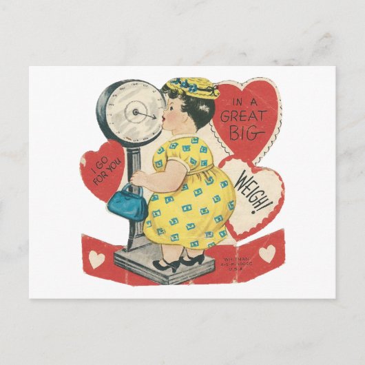 Vintages Gewicht der Liebe Valentin Feiertagspostkarte (Vorderseite)