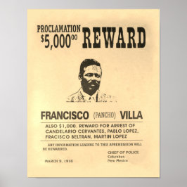 Vintages Gewollt Poster Pancho Villa Prämie