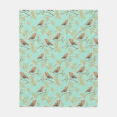 Vintages gezeichnetes europäisches Vogelmuster Fleecedecke (Vorderseite)