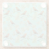 Vintages gezeichnetes europäisches Vogelmuster Glasuntersetzer (Rückseite)