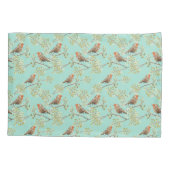 Vintages gezeichnetes europäisches Vogelmuster Kissenbezug (Rückseite)