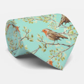 Vintages gezeichnetes europäisches Vogelmuster Krawatte (Gerollt)