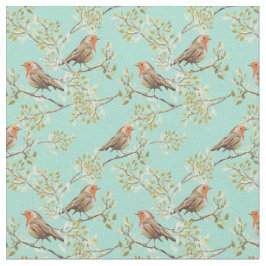 Vintages gezeichnetes europäisches Vogelmuster Stoff