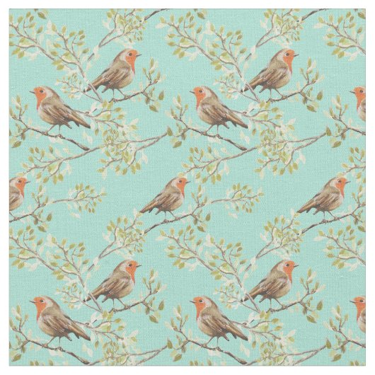 Vintages gezeichnetes europäisches Vogelmuster Stoff (Nahaufnahme)