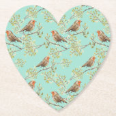 Vintages gezeichnetes europäisches Vogelmuster Untersetzer (Vorderseite)