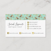 Vintages gezeichnetes europäisches Vogelmuster Visitenkarte (Rückseite)