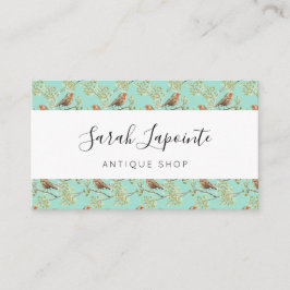 Vintages gezeichnetes europäisches Vogelmuster Visitenkarte