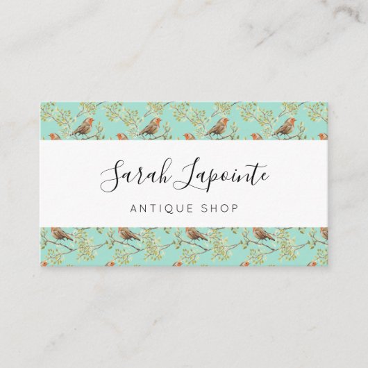 Vintages gezeichnetes europäisches Vogelmuster Visitenkarte (Vorderseite)