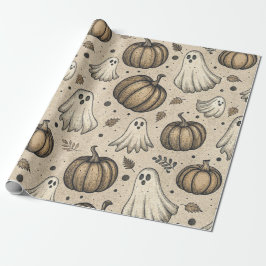 Vintages Ghosts & Pumpkins Halloween-Muster (2) Geschenkpapier