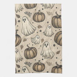 Vintages Ghosts & Pumpkins Halloween-Muster (2) Geschirrtuch