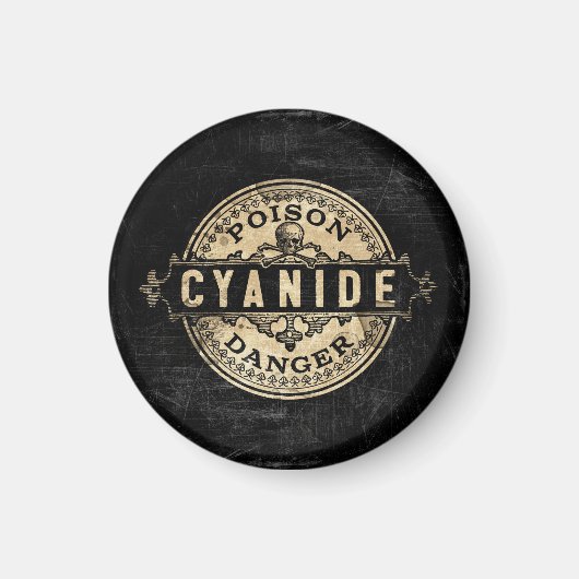 Vintages Giftetikett mit Cyanide Magnet (Vorne)