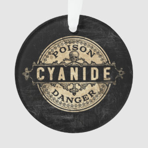Vintages Giftetikett mit Cyanide Ornament