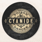 Vintages Giftetikett mit Cyanide Runder Pappuntersetzer (Vorderseite)