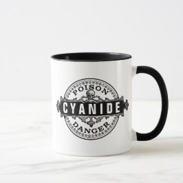 Vintages Giftetikett mit Cyanide Tasse