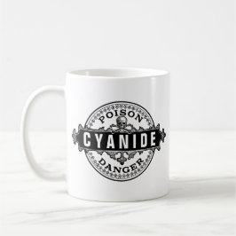 Vintages Giftetikett mit Cyanide Tasse