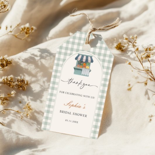 Vintages Gingram-Brautparty Geschenkanhänger