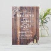 Vintages Gipskraut Lantern Rustikales Brautparty Einladung (Stehend Vorderseite)