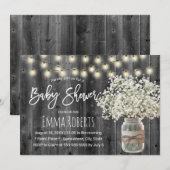 Vintages Gipskraut Mason Jar Wood Baby Dusche Einladung (Vorne/Hinten)
