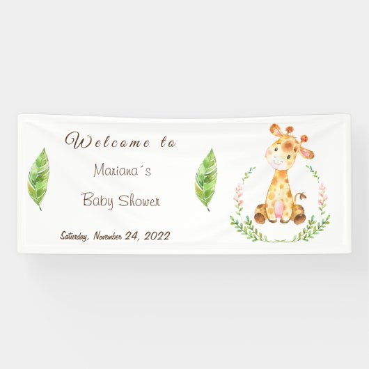 Vintages Giraffe Baby Showbanner Banner (Horizontal)
