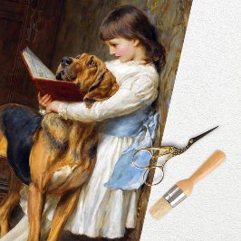 Vintages Girl-Dog-Tissue-Papier Seidenpapier