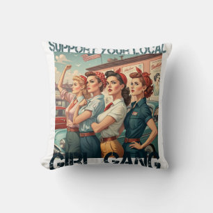 Vintages Girl Gang Retro ästhetisches Design Kissen