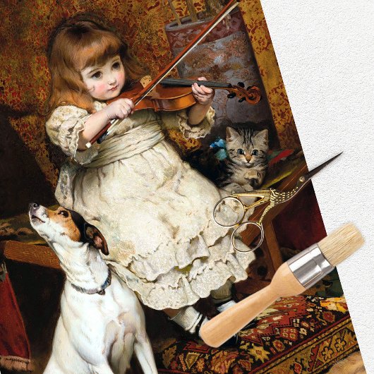 Vintages Girl Hund Cat Tissue Paper Seidenpapier