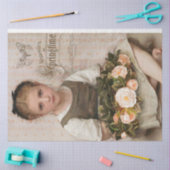 Vintages Girl mit Peach-Rose Dekoupage Seidenpapier (Basteln)