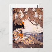 Vintages Girl Reading unter einem Baum Postkarte (Vorne/Hinten)