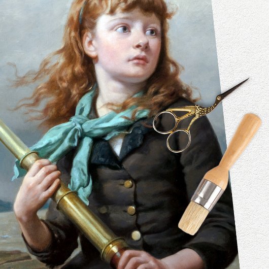 Vintages Girl-Spyglass-Tissue Seidenpapier