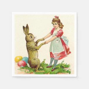 Vintages Girl-Tanz mit Bunny Ostereier Serviette