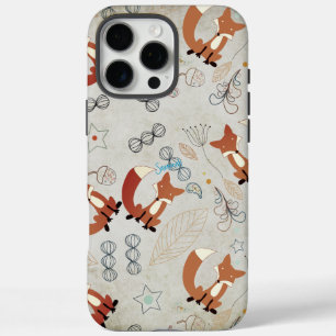 Vintages Girl Woodland Animals Fox Muster iPhone 16 Pro Max Hülle