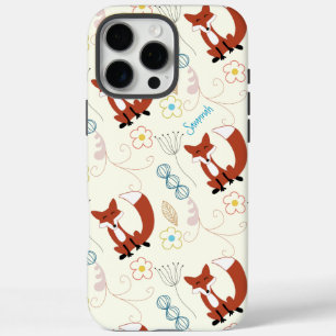 Vintages Girl Woodland Animals Fox Muster iPhone 16 Pro Max Hülle
