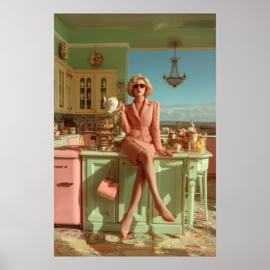 Vintages Glam in der Küche Poster (Vorne)